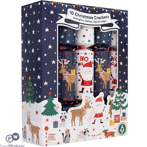 Family Blue Santa & Helpers Christmas Crackers 12" 10 Pack