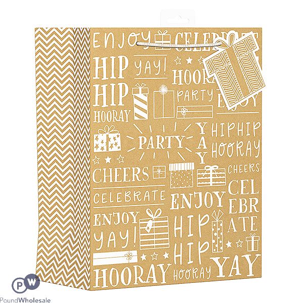 Giftmaker Kraft Text Gift Bag Large