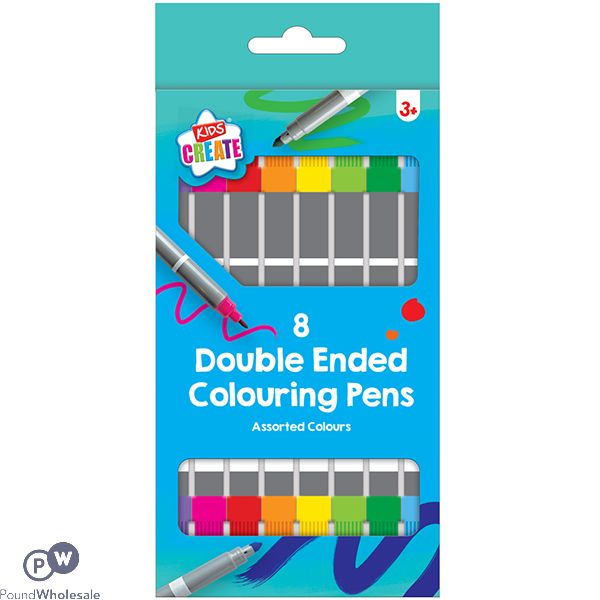 Kids Create Assorted Colour Double-ended Colouring Pens 8 Pack