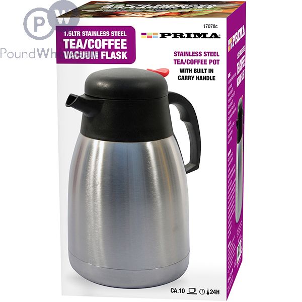 Prima Stainless Steel Tea Coffee Vacuum Flask 1.5l