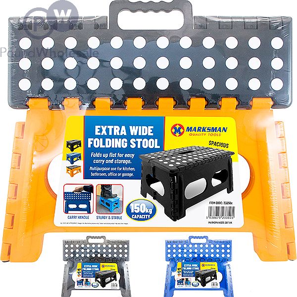 Extra wide folding step stool top