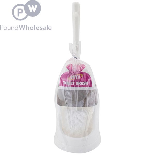 White Semi-Enclosed Toilet Brush Set