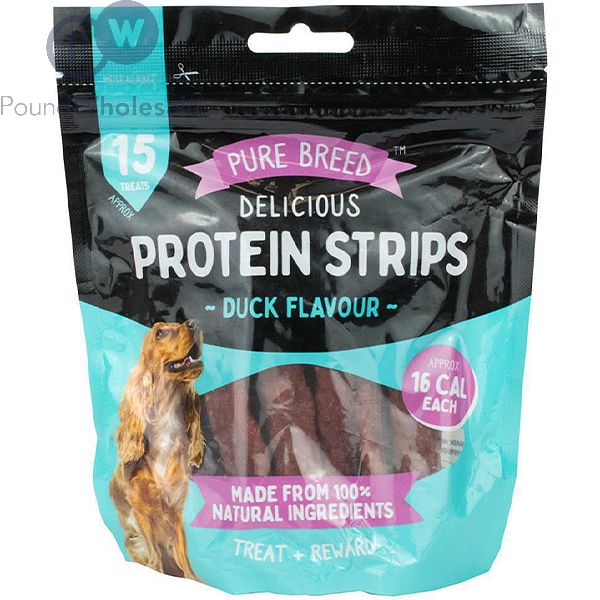Pure Breed 100 Natural Duck Delicious Protein Strip Dog Treats 15 Pack