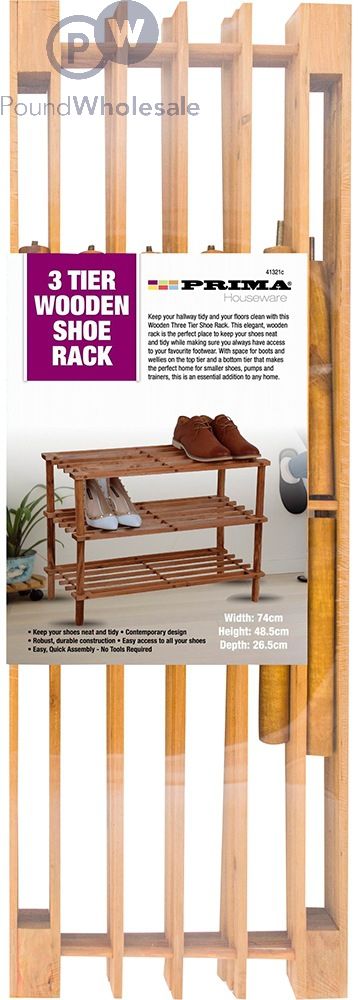 Wholesale Prima 3 Tier Wooden Shoe Rack | Pound Wholesale