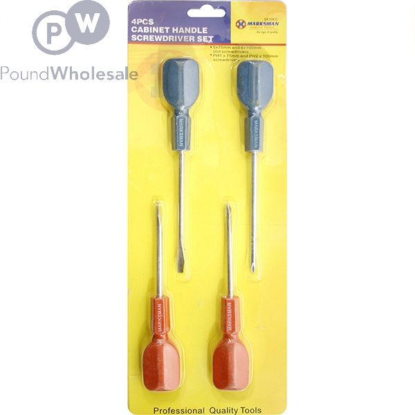 Marksman Cabinet Handle Flat & Phillips Screwdriver Set 4pc