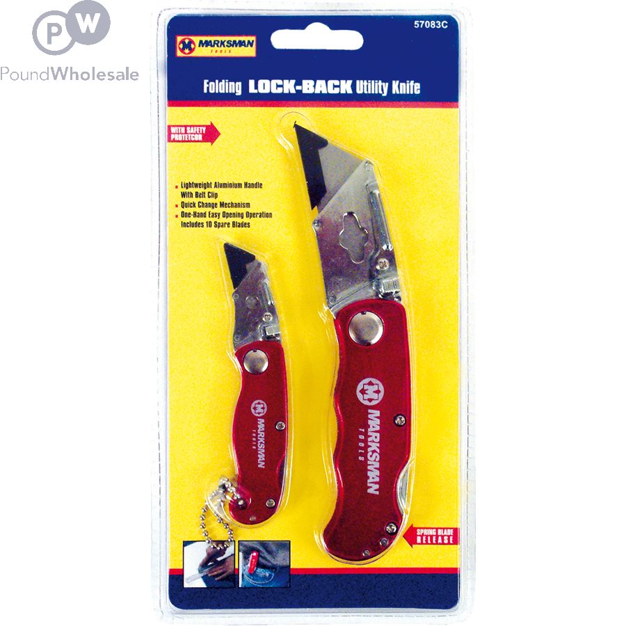 Marksman Folding Lock Back Utility Knife Set 2pc