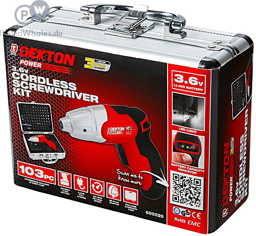 Wholesale Dekton Power 3.6v Li ion Cordless Screwdriver Kit Pound Wholesale
