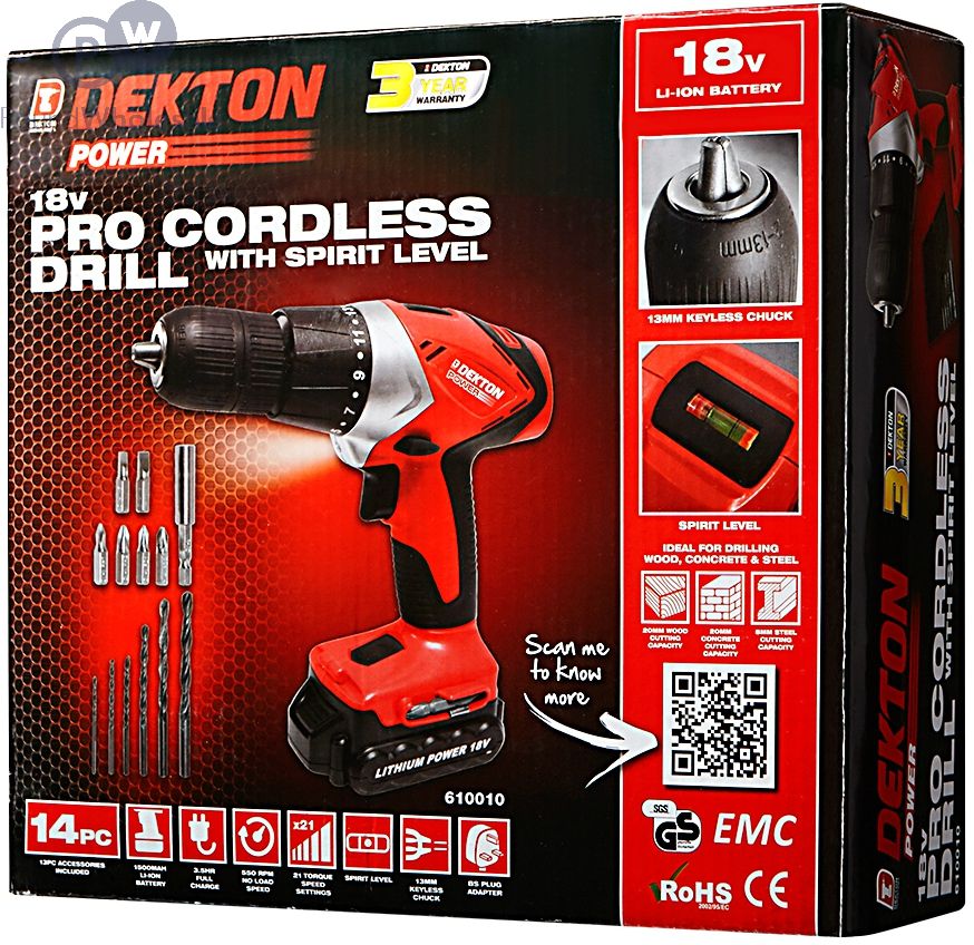 Cordless drill with level store