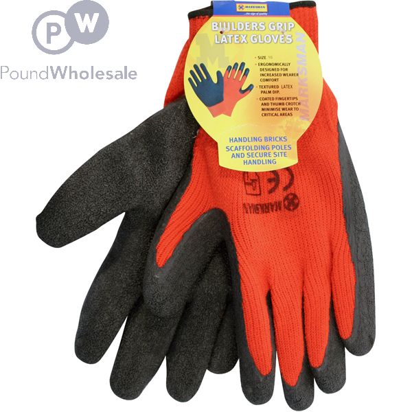 Marksman Builders Grip Latex Gloves Size 8