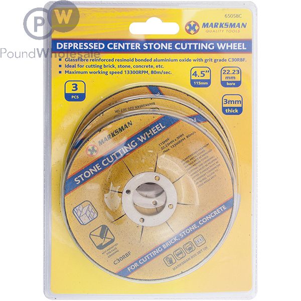 Marksman Depressed Centre Stone Cutting Wheel Set 3pc 4.5"