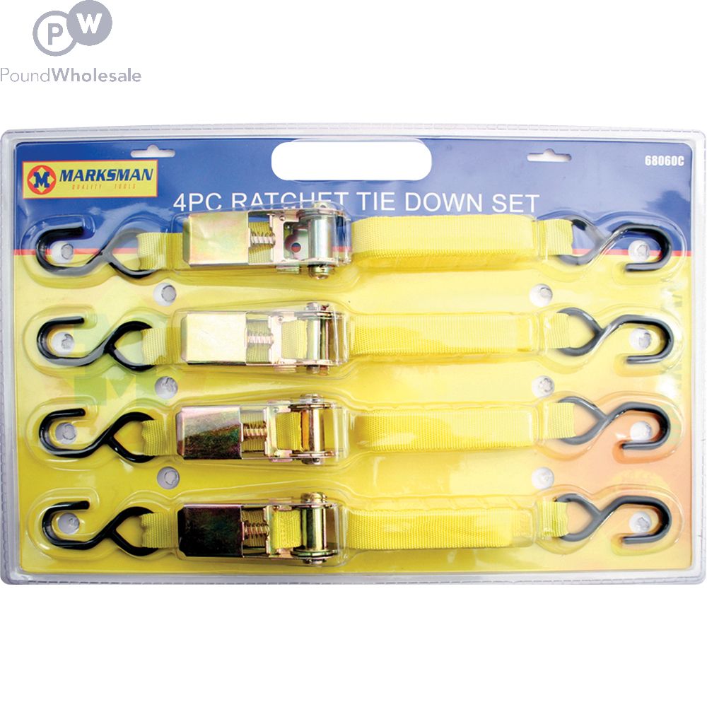 Marksman Ratchet Tie Down Set 4pc