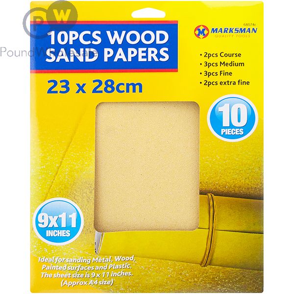 Marksman Assorted Wood Sandpaper Set 23 X 28cm 10pc