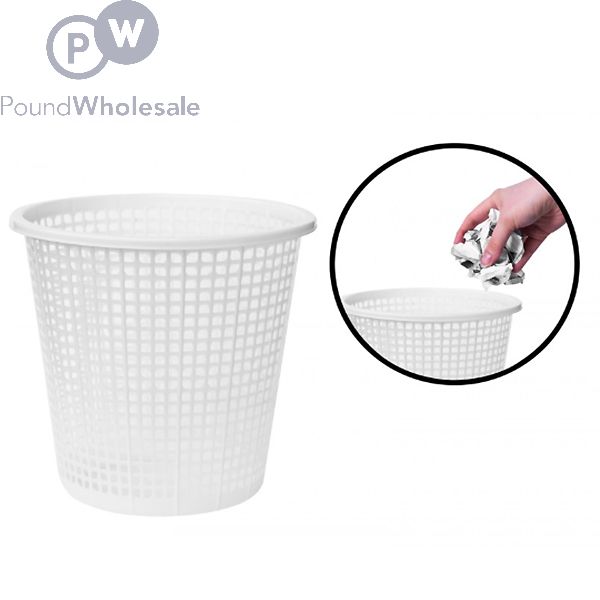 Mesh Plastic Waste Bin White