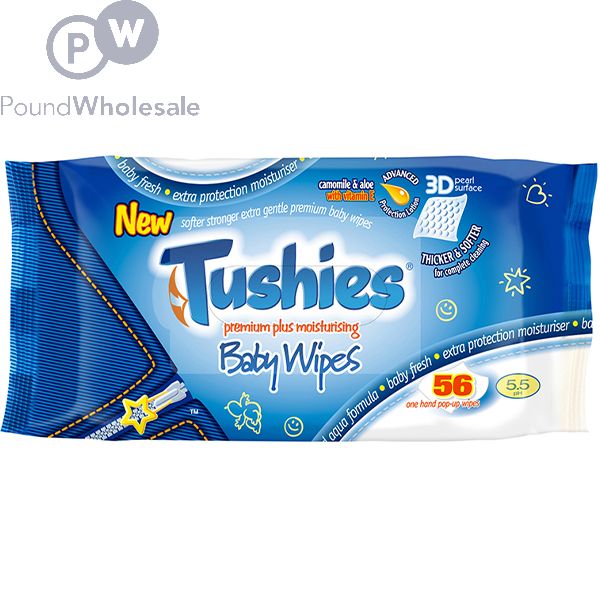 Wholesale Tushies Premium Moisturising Baby Wipes 56 Pack Pound