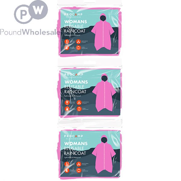 Wholesale Procamp Pink Woman s Reusable Waterproof Raincoat Assorted Sizes Pound Wholesale
