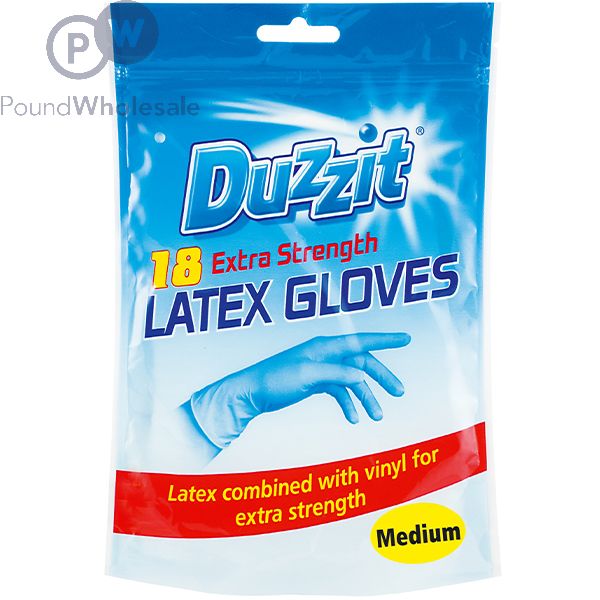 Duzzit Latex Gloves Medium 18 Pack