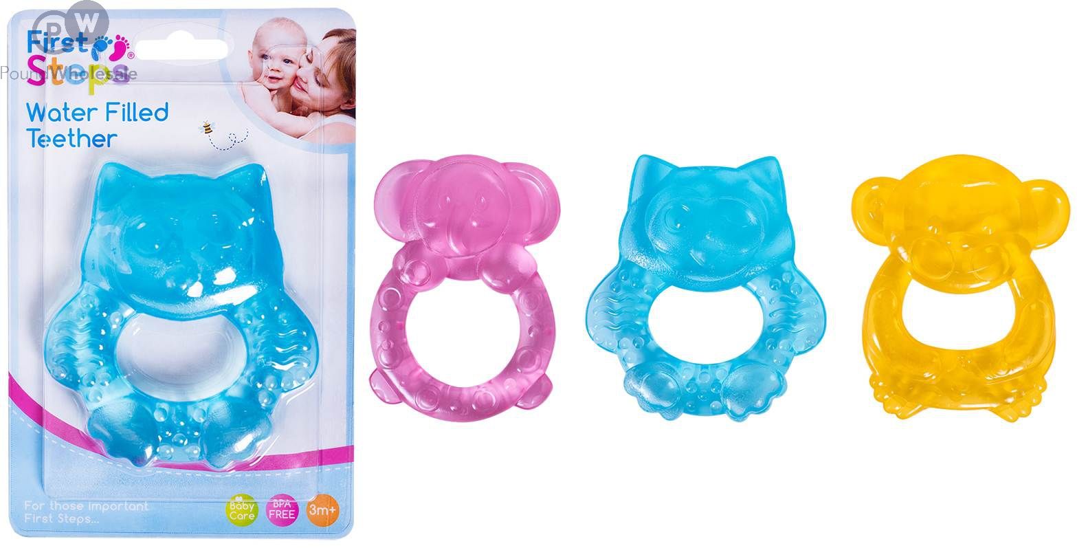 First Steps Water Filled Animal Baby Teether 3 Assorted