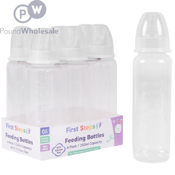 Wholesale First Steps Clear Baby Bottles 250ml Pack Pound