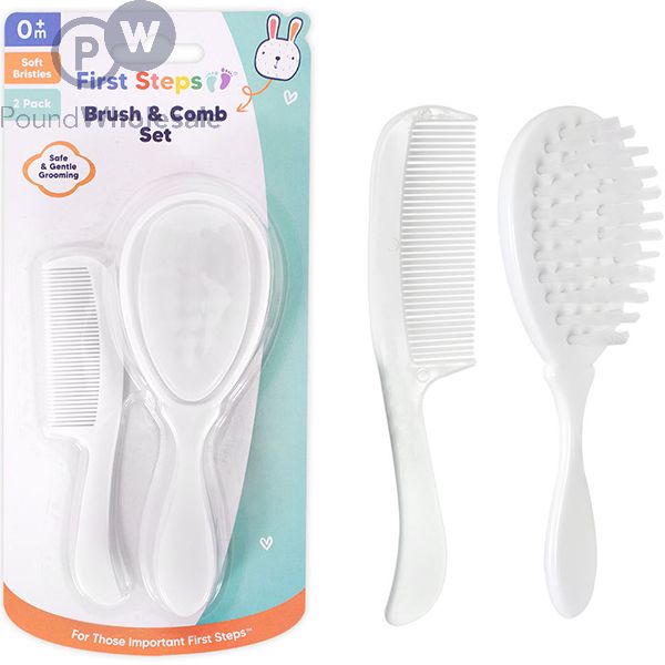 Wholesale First Steps White Baby Brush Comb Set Pound Wholesale