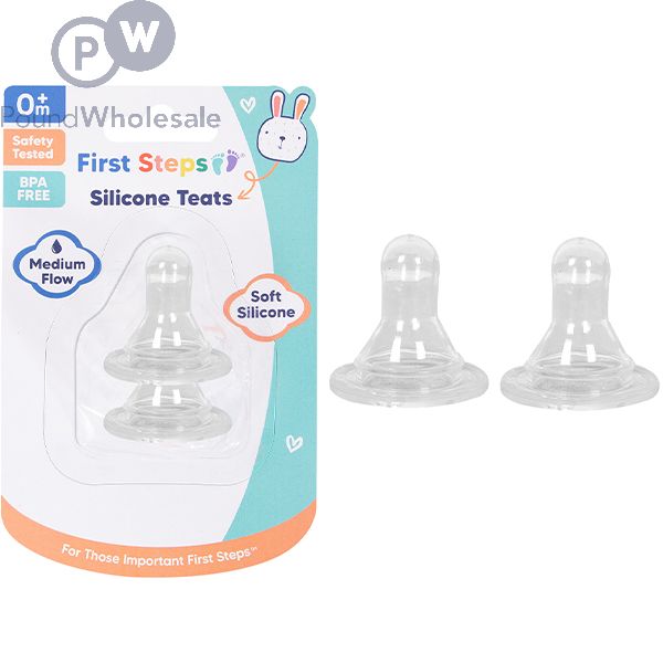 First Steps Medium Flow Silicone Teats 2 Pack
