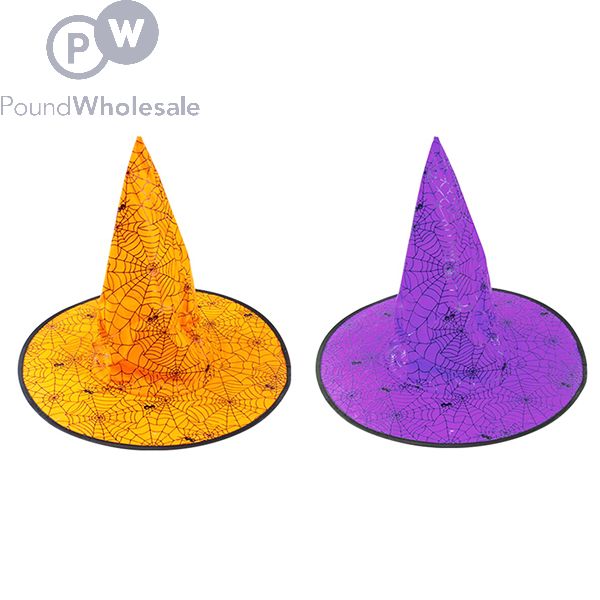 Wholesale Halloween Spider Cobweb Witch Hat Assorted Colours