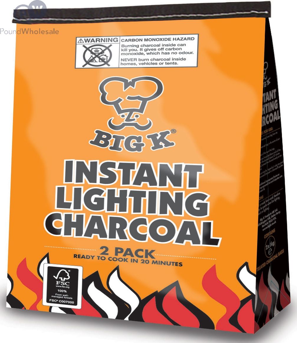 Wholesale Big K Instant Lighting Charcoal 1kg Pack Pound Wholesale