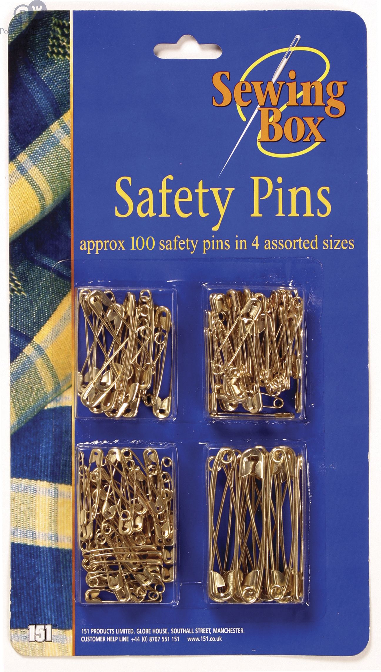 Sewing Box Gold Safety Pins Assorted Sizes 80pc