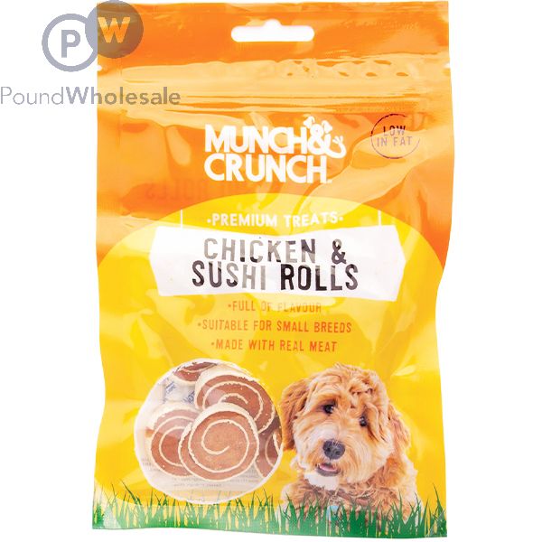 Wholesale Munch Crunch Chicken Sushi Rolls Dog Treats 70g