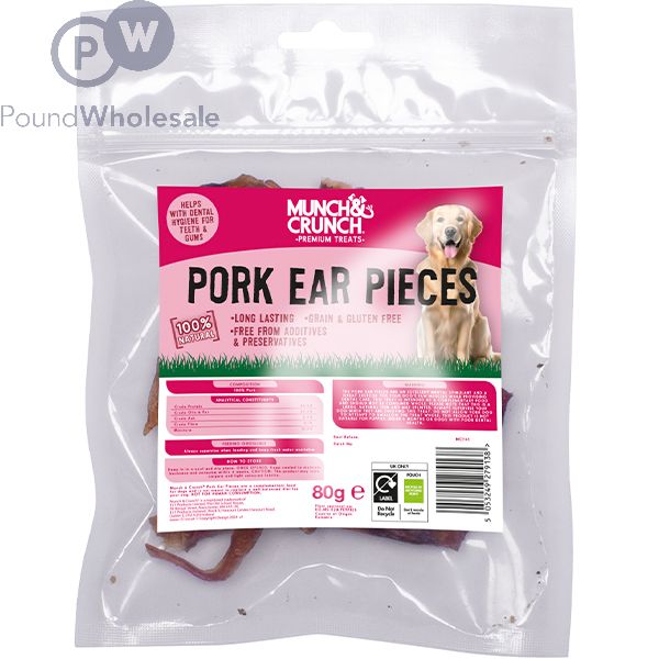 Wholesale Munch Crunch 100% Natural Pork Ear Pieces Dog Treats