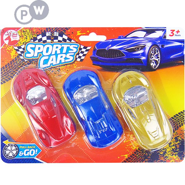 Wholesale Red Deer Toys Assorted Colour Friction Sports Cars 3 Pack Pound Wholesale