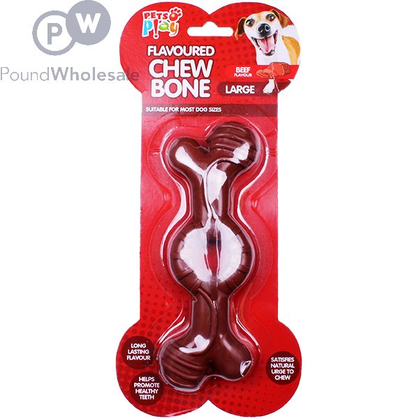 Pets Play Meat Flavoured Dog Chew Bone Large Assorted
