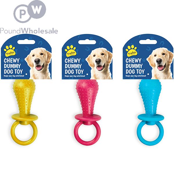 Kingdom Rubber Chewy Dummy Dog Toy Assorted Colours
