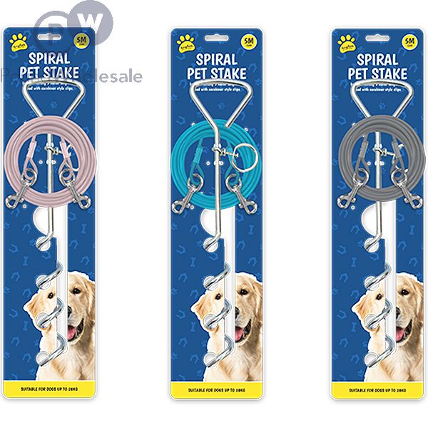 Wholesale Kingdom Spiral Pet Stake 5m Assorted Colours Pound Wholesale