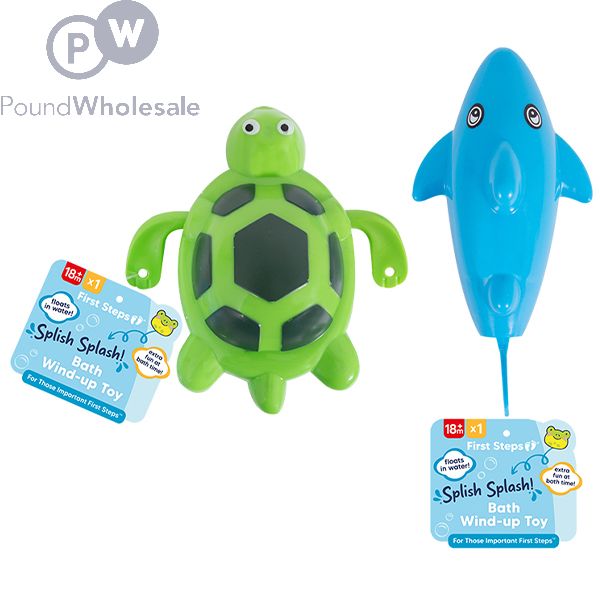 Wholesale First Steps Assorted Turtle Shark Wind-up Bath Toy