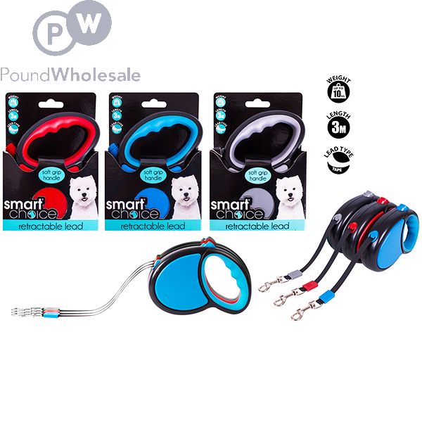 Wholesale Smart Choice 10kg Retractable Dog Lead Assorted Colours