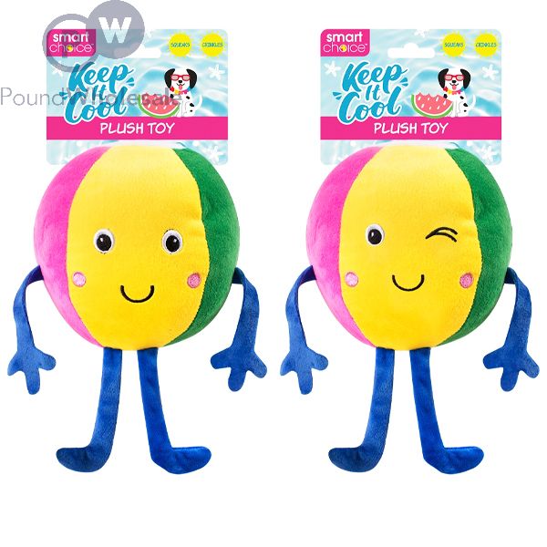 smart choice summer beach ball squeaky plush dog toy assorted