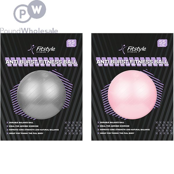 Wholesale Fitstyle Anti burst Gym Ball 55cm Assorted Colours Pound Wholesale