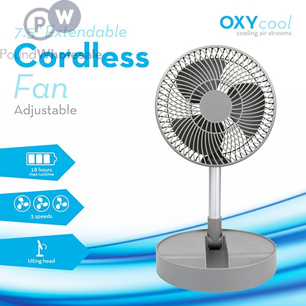 Wholesale Oxycool Extendable Cordless Desk Fan 7.8