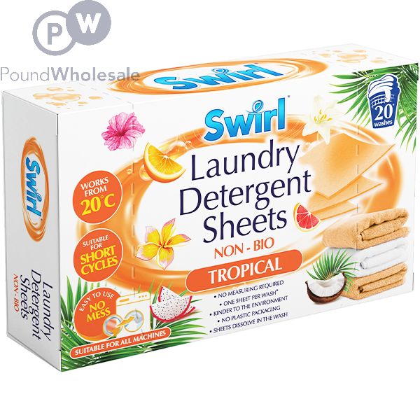 Wholesale Swirl Non bio Tropical Laundry Detergent Sheets 20 Pack