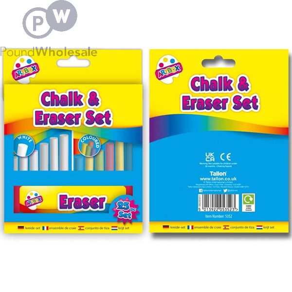Art Box 25pc Fun Chalk & Eraser Set Art Box 25pc Fun Chalk & Eraser Set