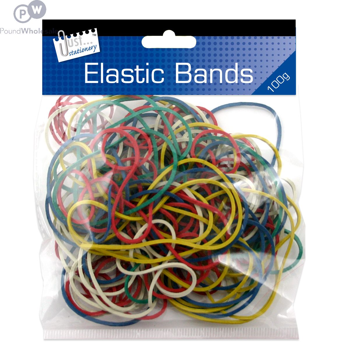 Wholesale Just Stationery Elastic Bands Assorted 100g Pound