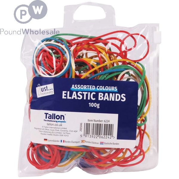 Wholesale Just Stationery Elastic Bands Assorted 100g Pound
