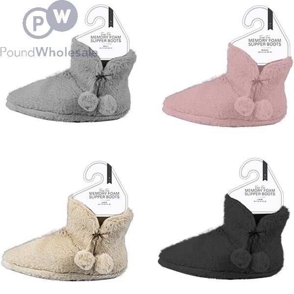 Farley Mill Ladies Faux Fur Memory Foam Slipper Boots Assorted