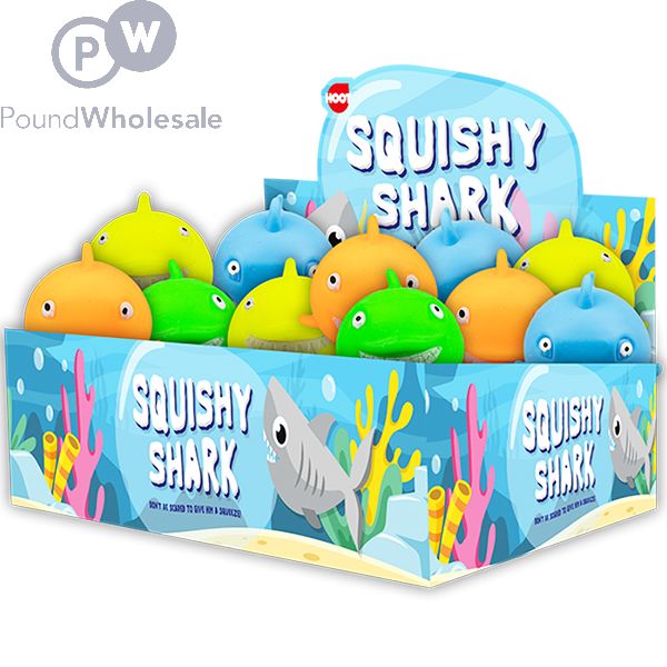 Wholesale Hoot Squishy Shark Squish Toy Cdu Assorted Colours Pound Wholesale