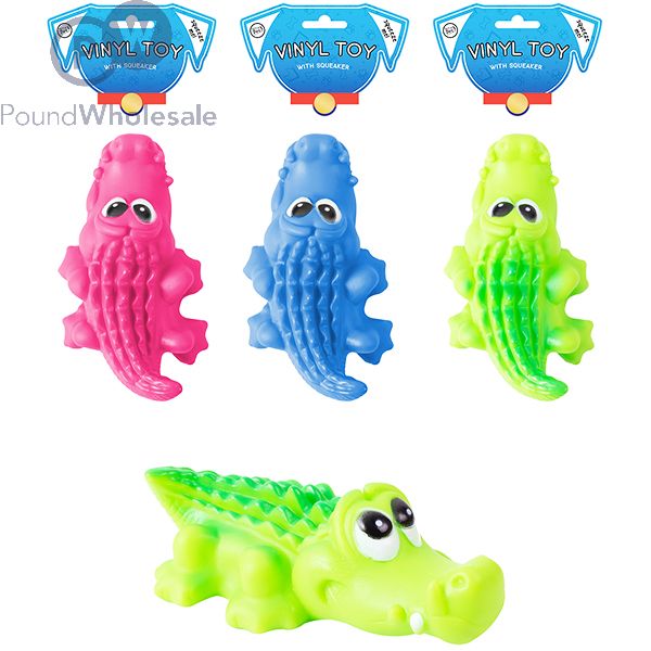 Squeaky crocodile dog toy top