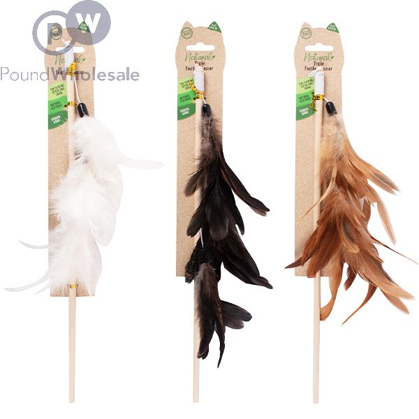 Wholesale World Of Pets Natural Feather Cat Wand Assorted Colours