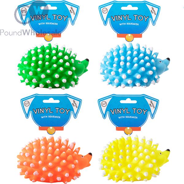 Squeaky hedgehog dog toy top