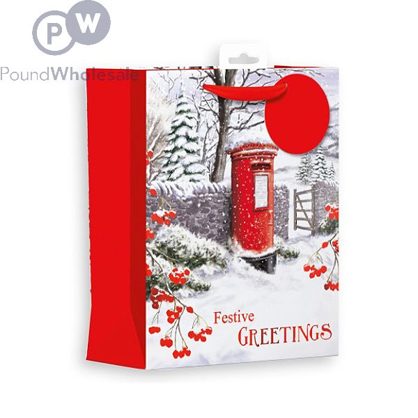 Wholesale Giftmaker Christmas Post Box Gift Bag Medium Pound Wholesale