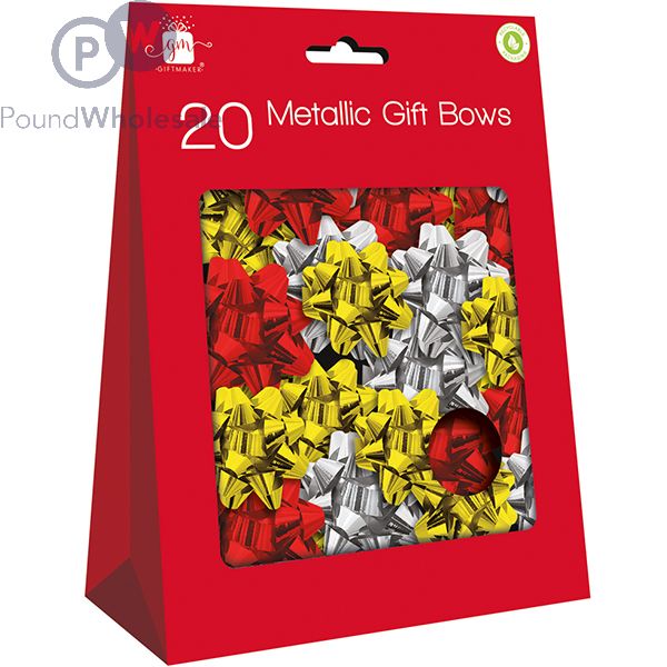 Wholesale Giftmaker Assorted Colour Metallic Gift Bows 20 Pack Pound Wholesale