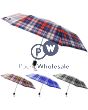3-FOLD CHECKED SUPER MINI UMBRELLAS ASSORTED